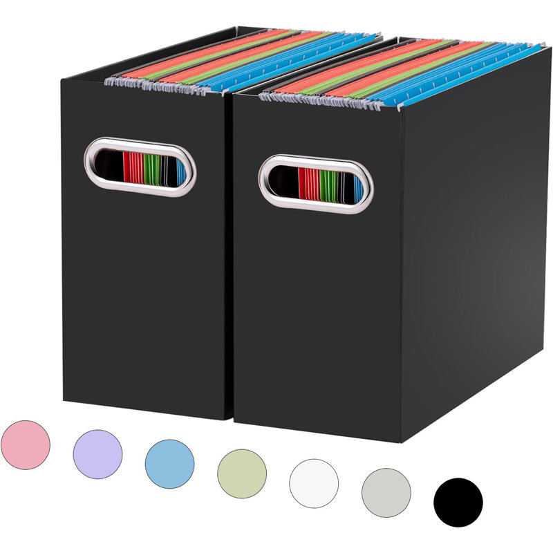 File Organizer, Small Storage Box, Cardboard File Folder Organizer, Collapsible File Box, Black