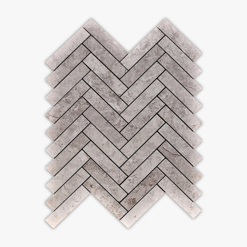 1" x 4" Marble Herringbone / Chevron Mosaic Wall & Floor Tile