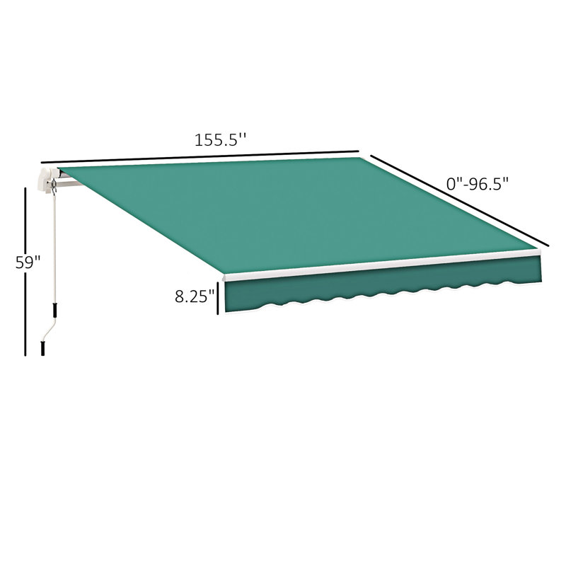 Outsunny Retractable Awning, Patio Awnings, Sunshade Shelter W/ Manual Crank Handle, UV & Water-Resistant Fabric And Aluminum Frame  Deck, Balcony, Yard,