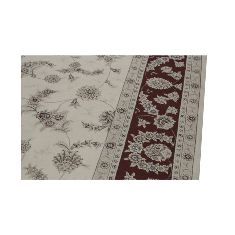 Tapis ivoire et vin noué à la main de haute qualité