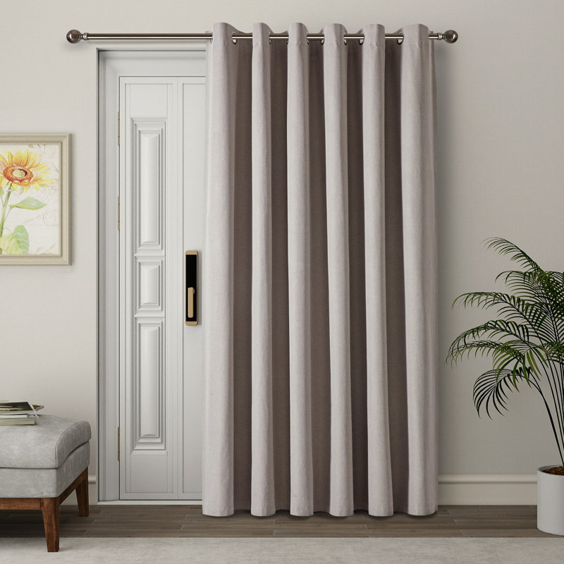 Linen Blend Blackout Single Curtain Panel, Beige