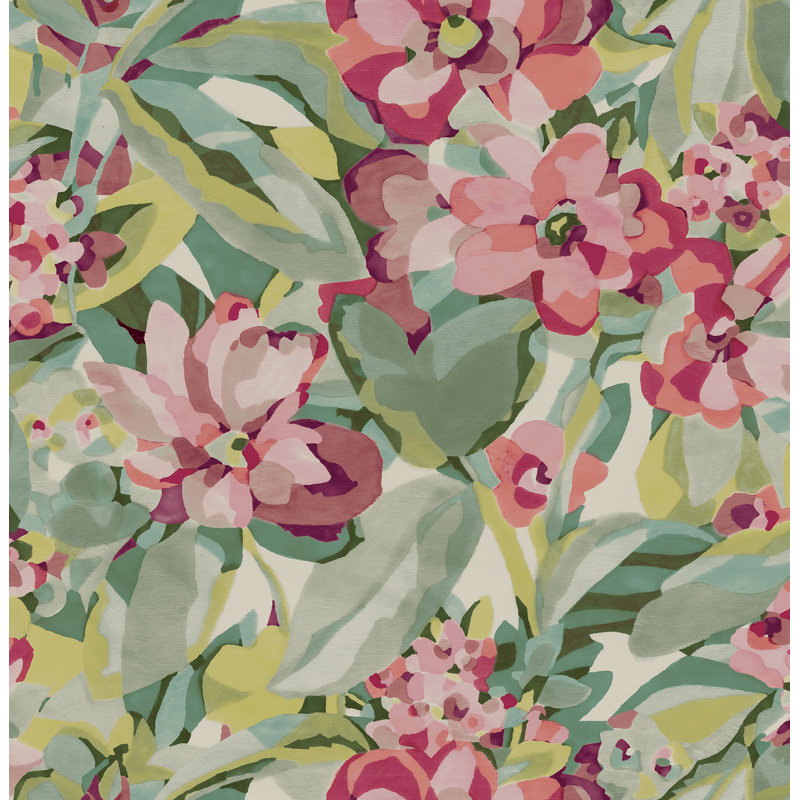 Papier peint adhésif Heather Belles Fleurs, Rouge, vert, pourpre