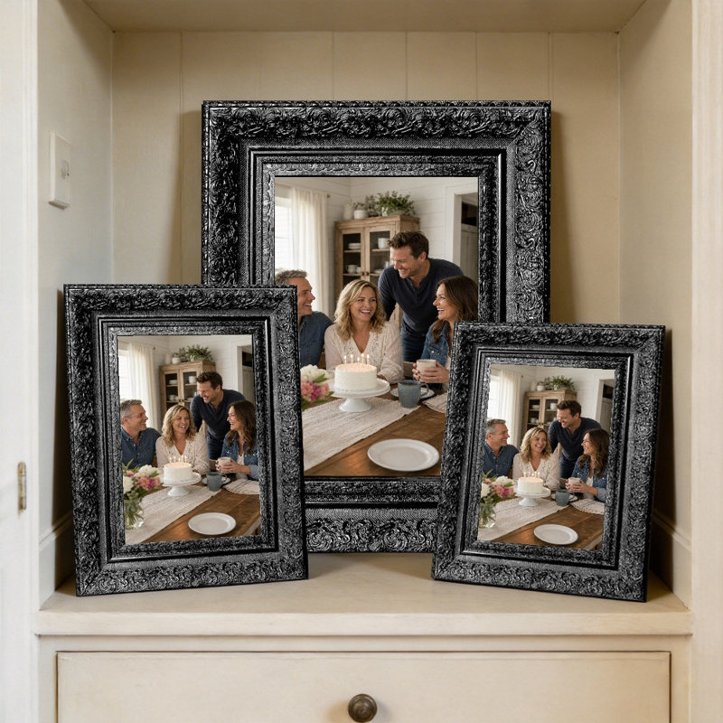 Cadre photo 3 pièces 5 "x 7" noir de style rétro pour cadeaux de fête des Mères, Noir, 3, L 5 po x H 7 po
