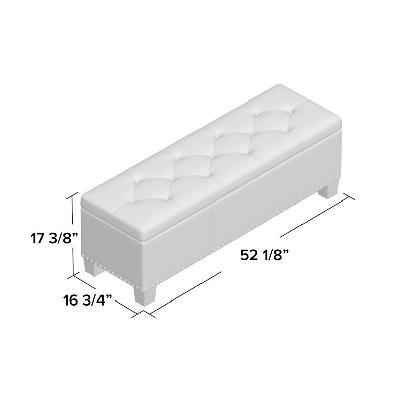 Banc de rangement rembourré en polyester au fini beige gris Ahrens, H 17,32 po x l 52,17 po x P 16,73 po, Beige-gris