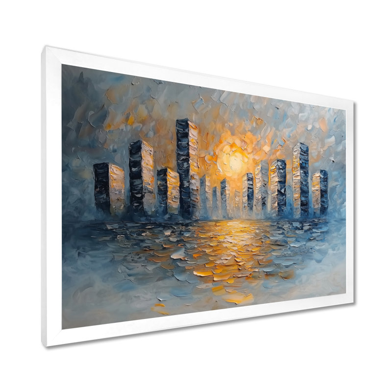 Ilirjan - Abstract Wall Art, H 30 po x l 40 po, Cadre simple, Blanc