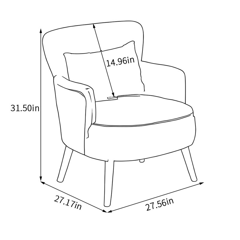 Jacquard Fabric Chair with solid wood Legs