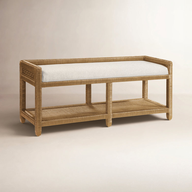 Glinda Wicker Shelves Storage Bench