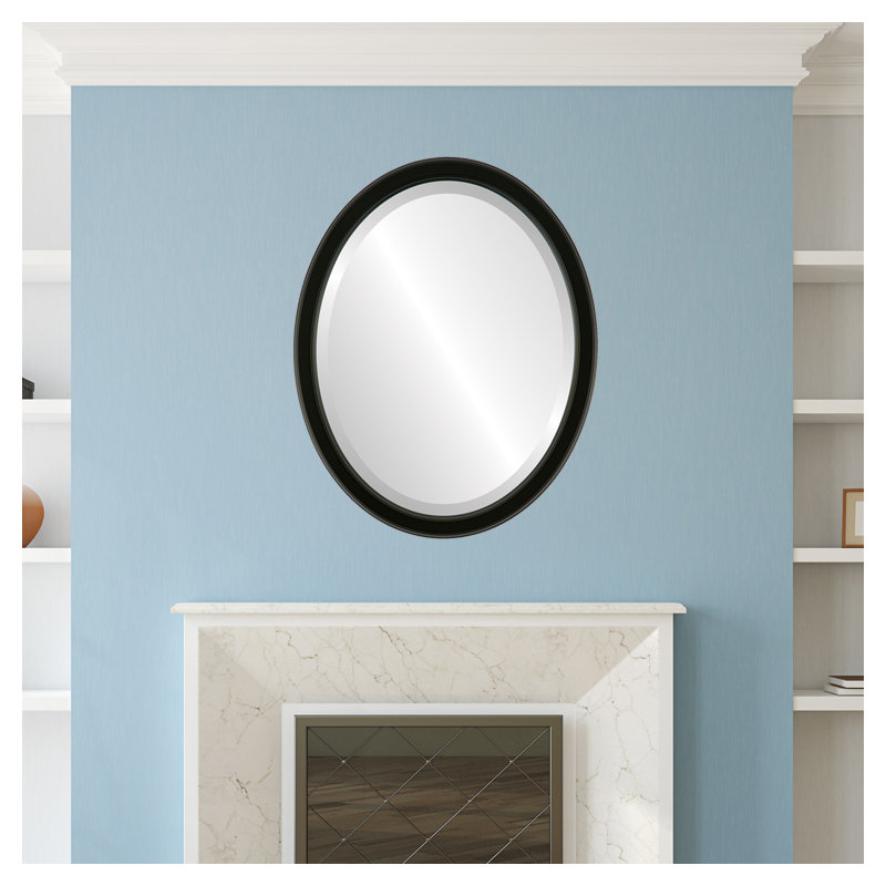 Midville Oval Mirror, 25" H x 21" W, Matte Black