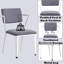 Chaise de bureau grise et blanche avec siège haut, stationnaire, coussin rembourré, structure en métal, revêtement en tissu, chaise industrielle extraordinaire, et blanc, dossier fixe, pieds avec structure, stable-638330048