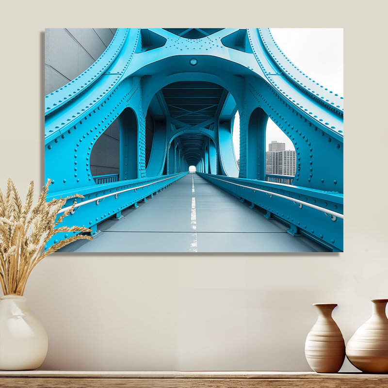 Blue Blue River River Ramp Walkway - Bridges, décoration murale, Métal métal, H 24 po x l 32 po x P 1 po