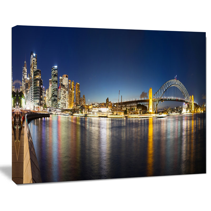 « cityscape sydney nightfall panorama cityscape », reproduction de photo sur toile tendue, H 8 po x l 12 po x P 1 po
