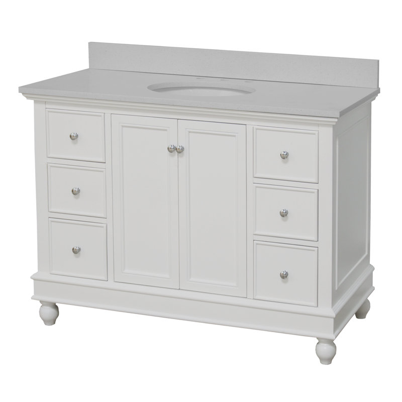 Ensemble de meuble-lavabo simple 48 po Ferdinand, Blanc, Quartz