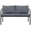 Canapé d'extérieur, coussins en polyester gris foncé noir, aluminium 48 po