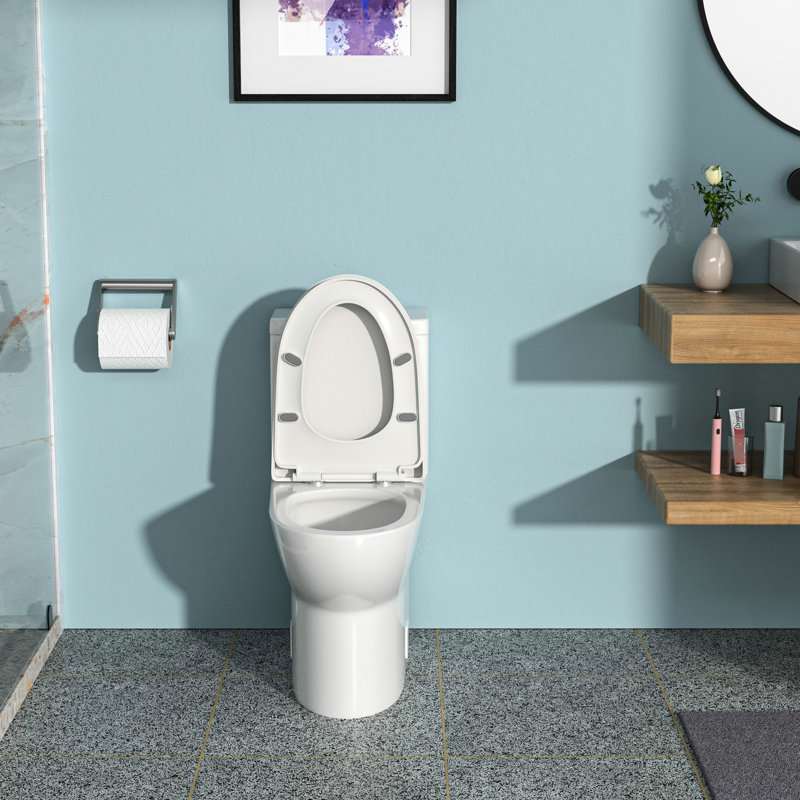 Ceramic Toilet With Fully Glazed - Prevents Clogs And Odors Dual Flush Soft Close Seat, High ,