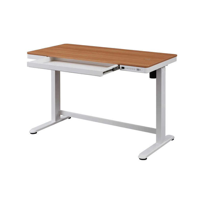 Tabukiniberu Adjustable Metal Base Standing Desk, Oak