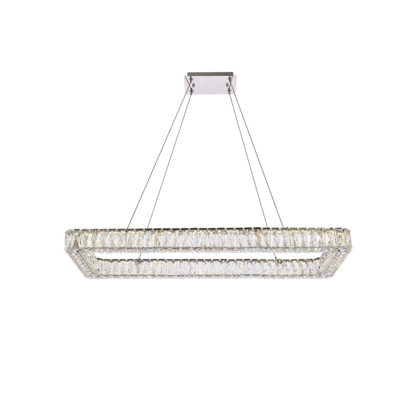 Luminaire suspendu simple rectangulaire à DEL 50 po Maart, H 80 po x l 42 po x P 18 po, Chrome chrome
