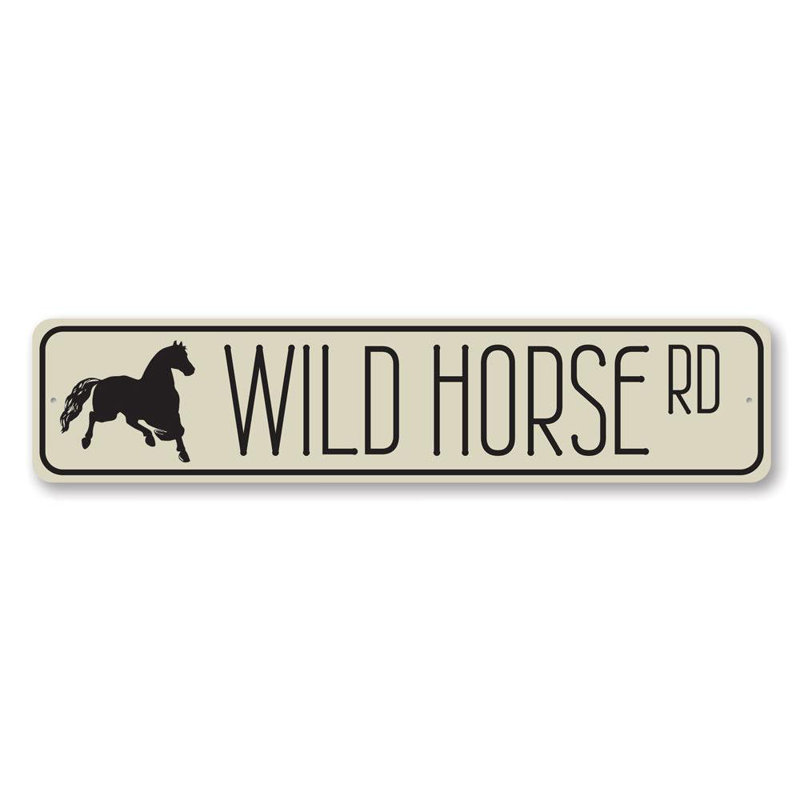 Panneau en aluminium Wild Horse Road, H 4 po x l 18 po x P 0,04 po