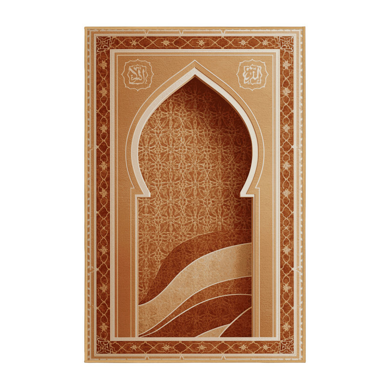 Tapis oriental brun lavable à la machine Oakridge - reliure brun clair, 2 x 5