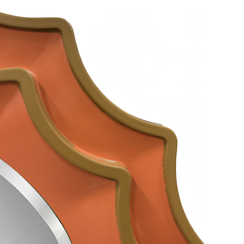 Miroir rond festonné Ethan - orange, Orange