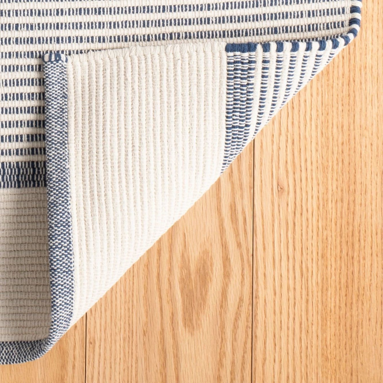 La Mirada Navy Handwoven Cotton Rug, Runner 2'6" x 8'