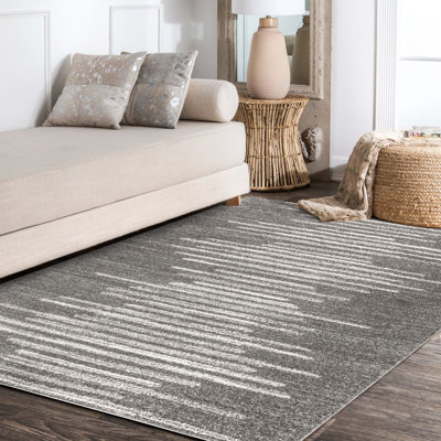 Worsham Aya Berber Stripe Geometric Gray/Cream Rug