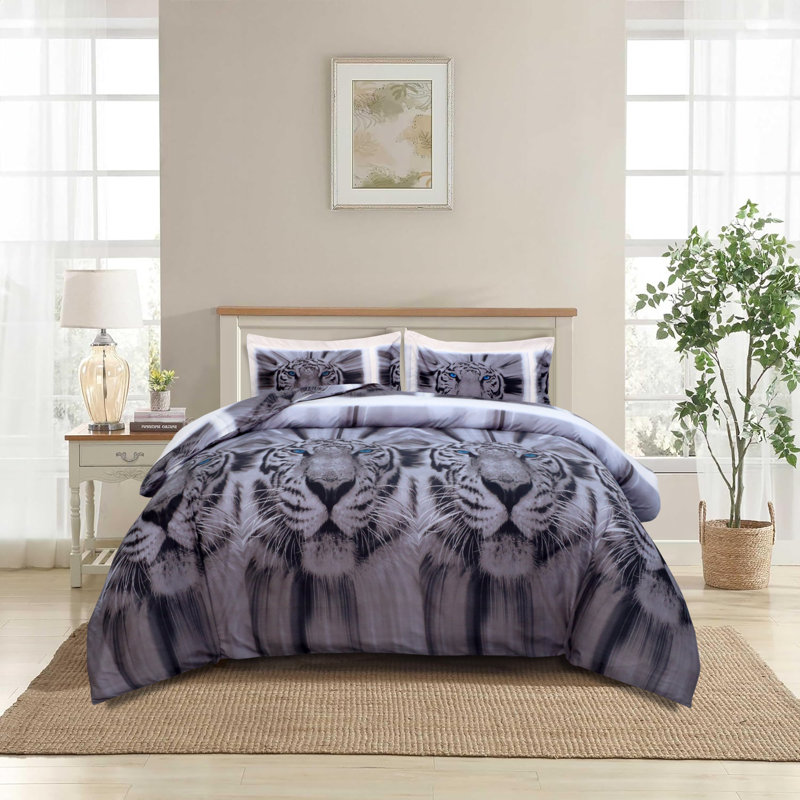 Modern 3D Duvet Set With Pillow Case with Matching Pillowcases, Soft Microfiber, Single