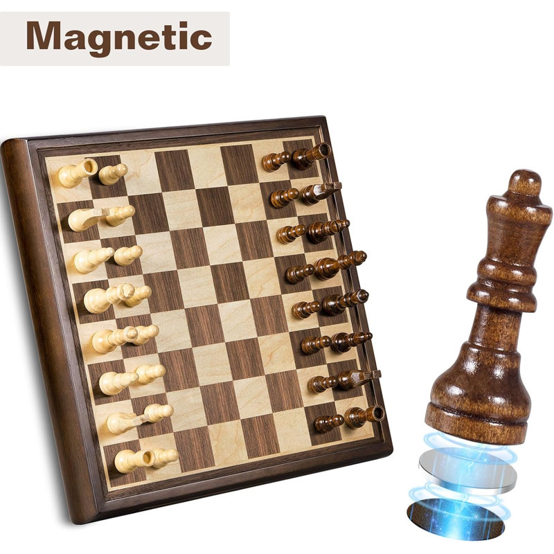 Jeu d'échecs magnétique 2 en 1 et jeu de dames chinois 13 "