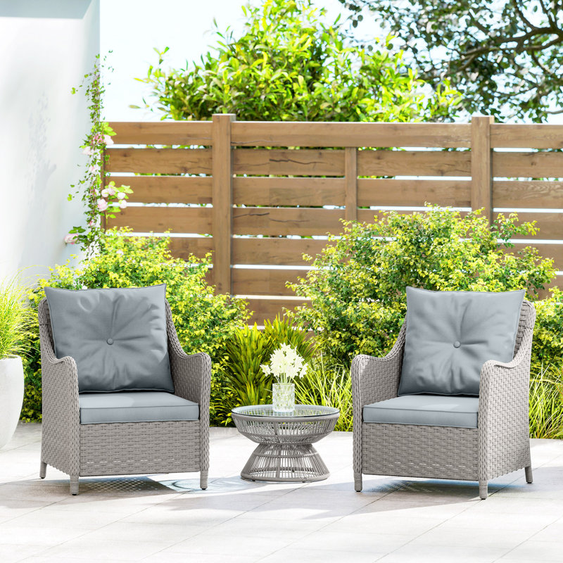 Wicker Outdoor Lounge Chair, Light Gray, Gray Wood