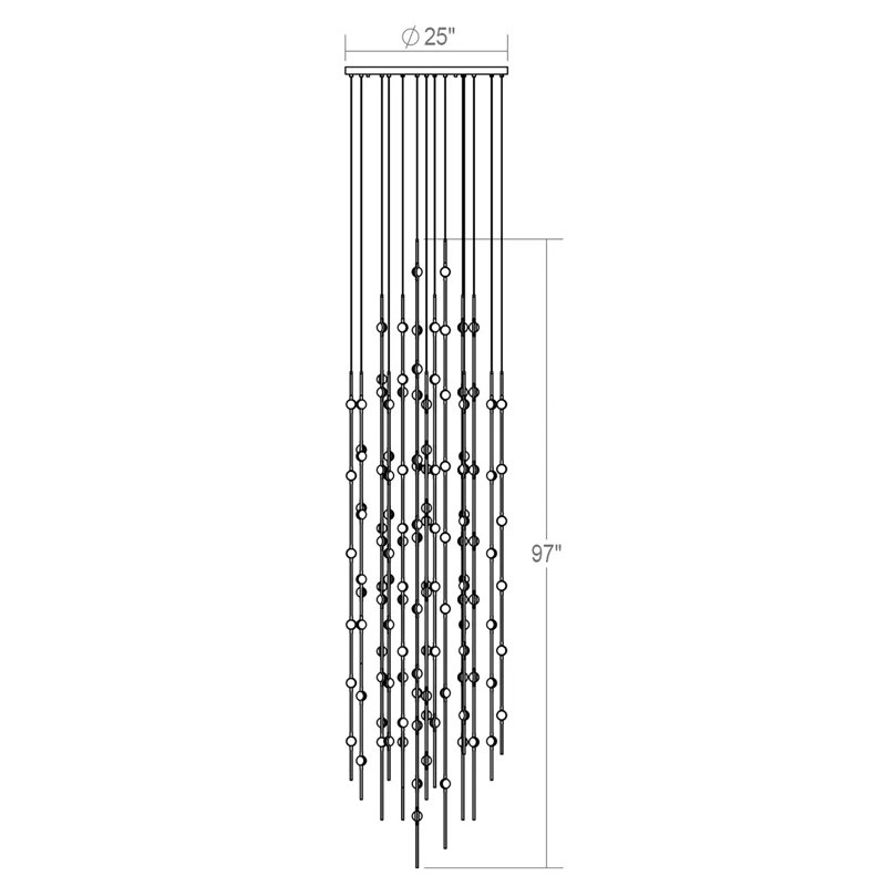 Constellation 156 - Light LED Pendant, Clear, Satin Brass, 2700K