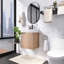 Meuble-lavabo flottant 18 po avec poignée en métal, lavabo imitation chêne et vasque intégrée en céramique