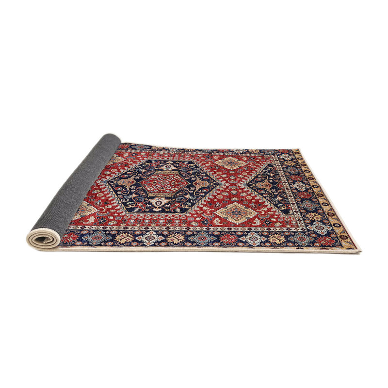 Tapis oriental rouge / ivoire / bleu, Carré 4 pi