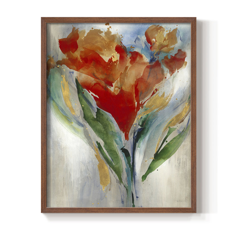 Reproduction encadrée de bouquet de fleurs sauvages - bois massif, Brun, H 14 po x l 11 po