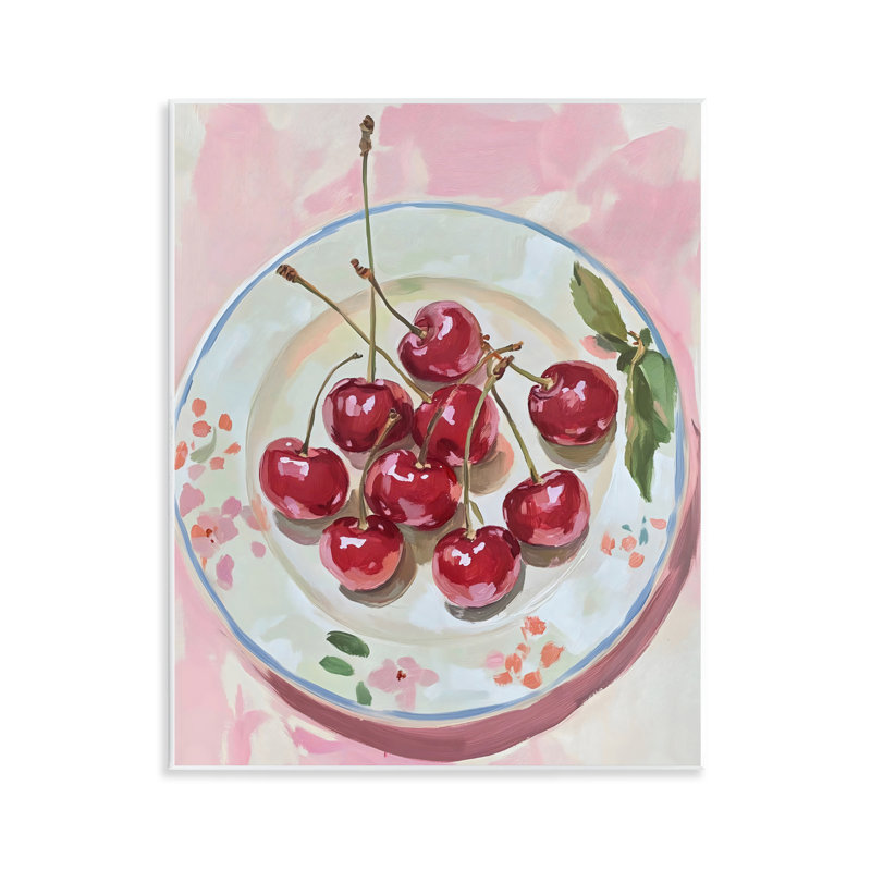 Plaque murale «Plate of Summer Cherries», conception par The Prints Vibe