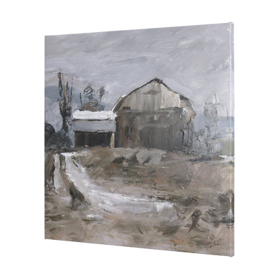 Late autumn in countryside II a Hand Embelished Textured Canvas