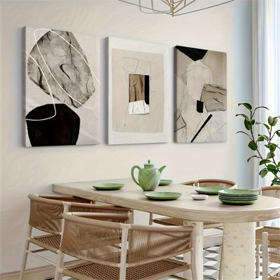 Des impressions abstraites sur toile beige et noire avec une décoration élégante et simple conviennent aux décors de maison de café et de dortoir et aux décorations de fête d'anniversaire
