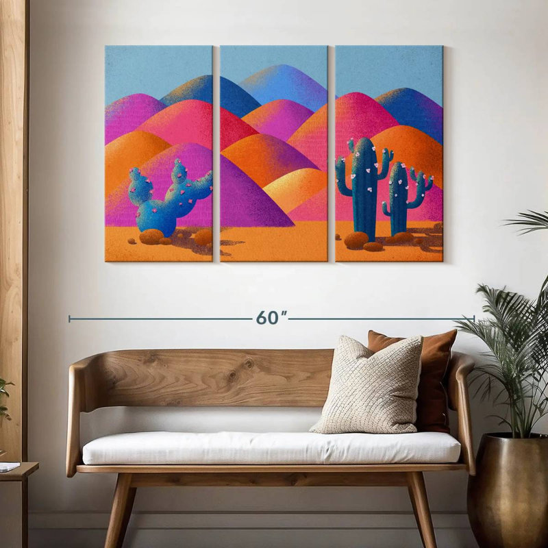 Vibrant désert de cactus Saguaro, H 32 po x l 50 po