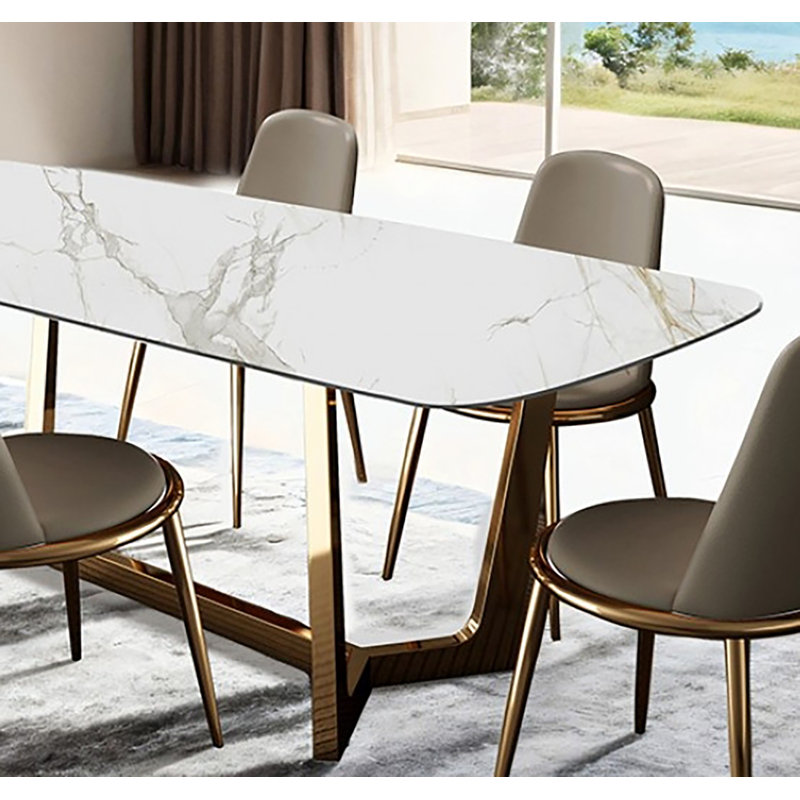 Triphet 7-pcs Dining Table Set, Gold