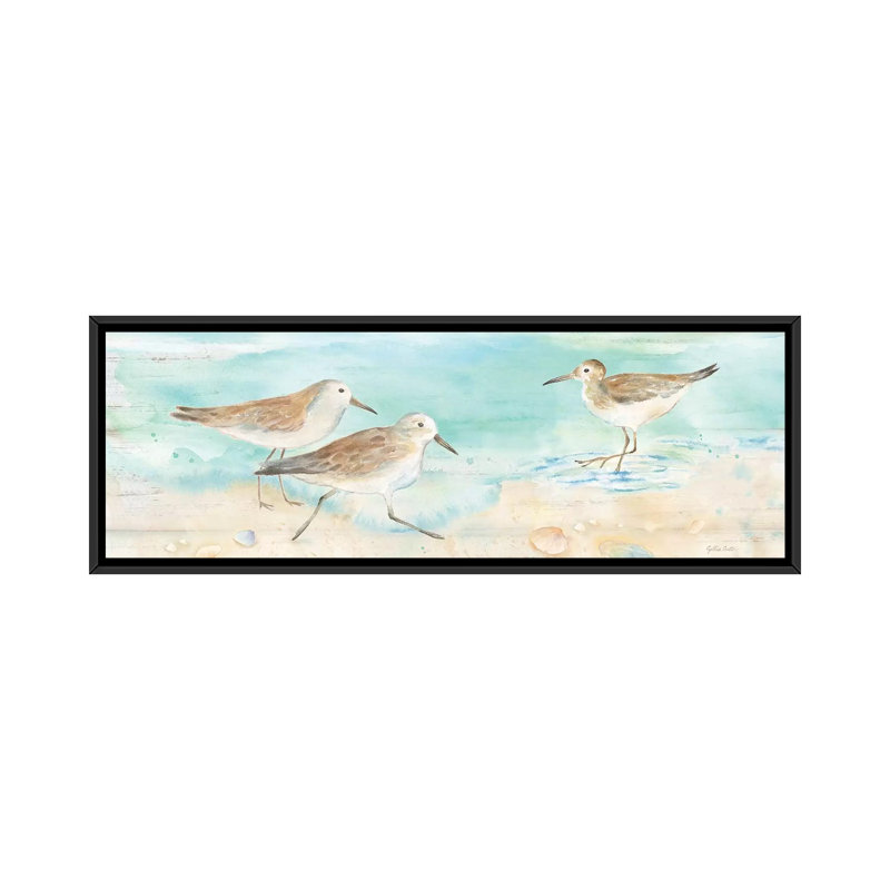 «Sandpiper Beach Panel», impression sur toile, H 12 po x l 36 po x P 1,5 po, Toile avec cadre noir