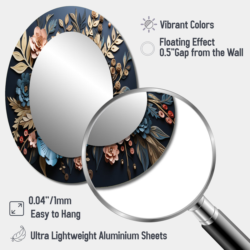 Miroir mural traditionnel bleu et doré, 40 po x 30 po