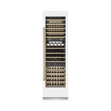 ZLINE Autograph 24 in. White Matte 100 Bottle Column Wine Cooler with Gold Accents