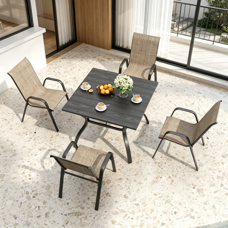 Ensemble repas 5 pièces avec chaises empilables et table de salle à manger