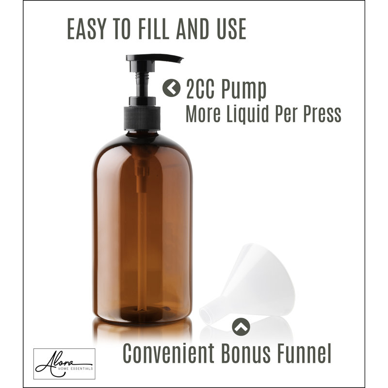 Amber 16oz Refillable Soap Dispenser Set with Labels