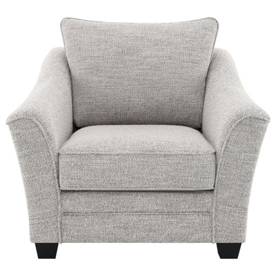 Kito Armchair, 39 Inch Modern Light Grey Fabric, Angled Track Armrests