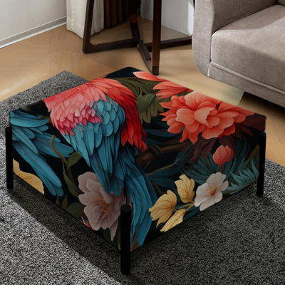 Perroquets tropicaux à couleurs tropicales - grand repose-pieds carré animal