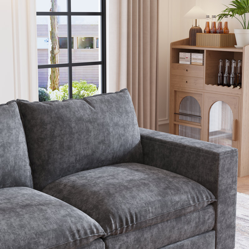 Canapé modulaire en L de 97 po avec rangement de 5 pièces, Gris