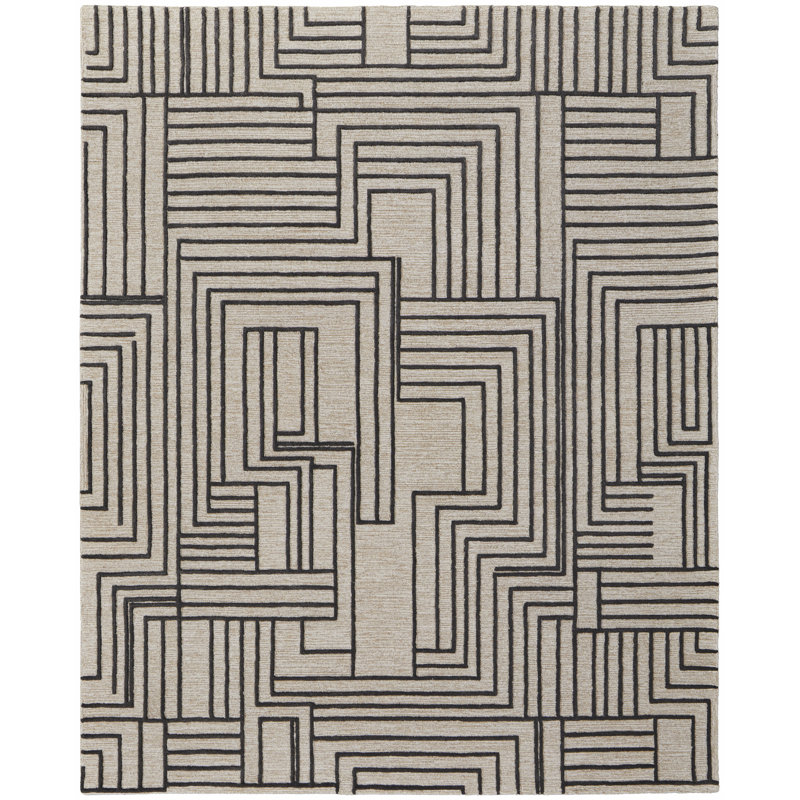 Gansett Modern Geometric, Tan/Brown Area Rug, Rectangle 9'6" x 13'6"