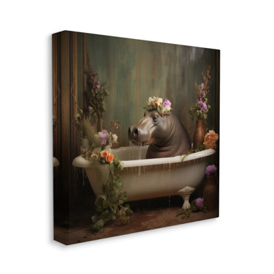 Baignoire hippopotame rétro sur toile