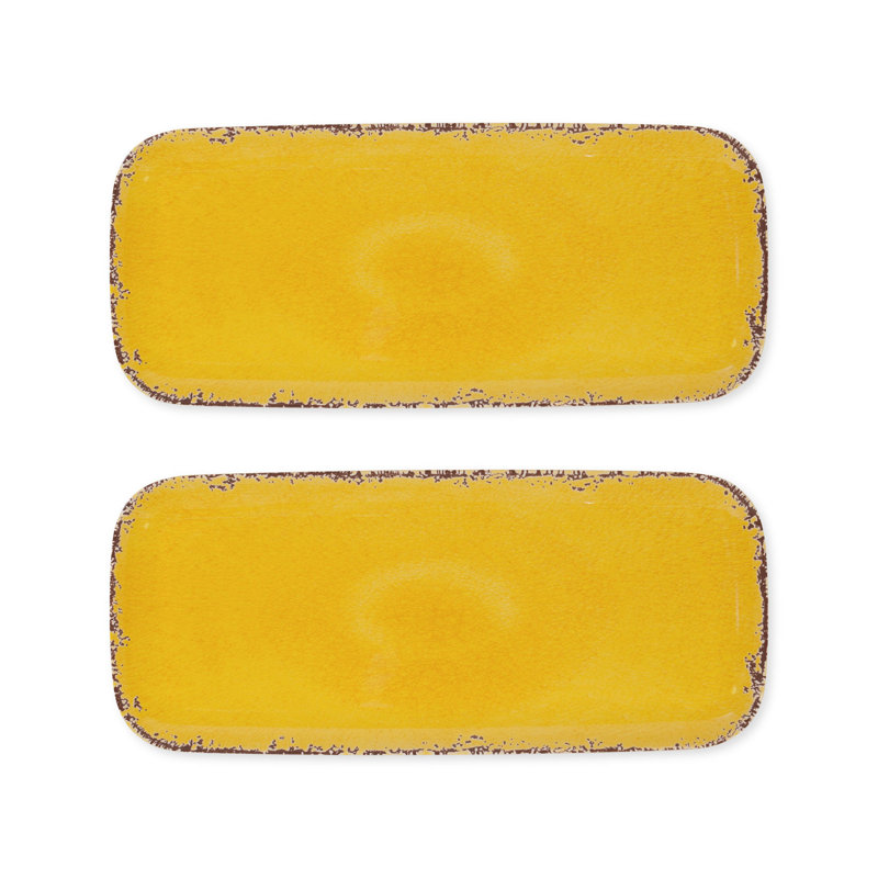 2-Piece Crackle 15" Tray, Yellow