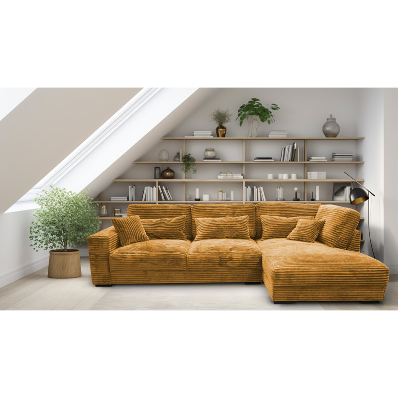 Nahkita 4 Seater Corner Sofa , Right Hand Facing, Gold Colours