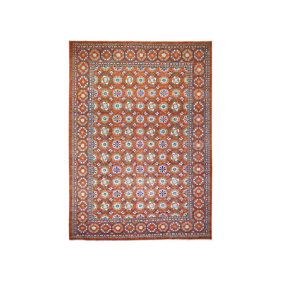 Tapis oriental rectangulaire en laine orange noué à la main 9 pi 9 po x 13 pi 6 po - MOA10272171